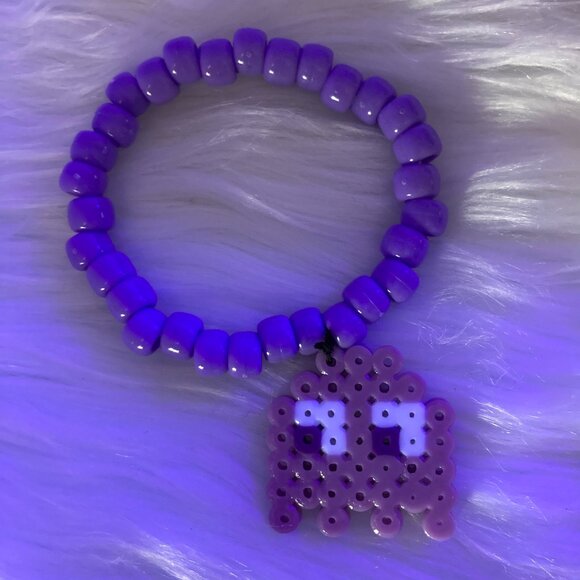 🍒 5/$25 🍒 Lavender Ghost Rave Kandi Perler Bracelet - Picture 2 of 2